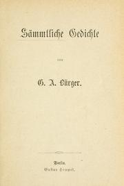 Cover of: Sämmtliche Gedichte