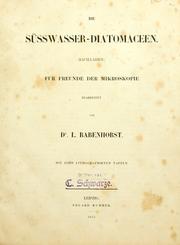 Cover of: Die Süsswasser-Diatomaceen (Bacillarien)