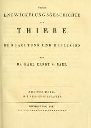 Cover of: Über Entwickelungsgeschichte der Thiere. by Karl Ernst von Baer