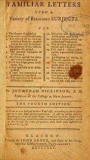 Cover of: Familiar letters upon a variety of religious subjects. by Dickinson, Jonathan