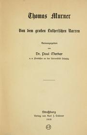 Cover of: Von dem grossen Lutherischen Narren.: Hrsg. von Paul Merker.