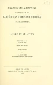 Cover of: Urkunden und Actenstücke zur Geschichte des Kurfürsten Friedrich Wilhelm von Brandenburg. by 