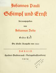 Cover of: Schimpf und Ernst by Pauli, Johannes, Pauli, Johannes