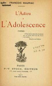 Cover of: L' adieu à l'adolescence: poème.