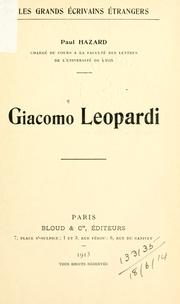 Giacomo Leopardi by Paul Hazard