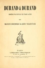 Cover of: Durand & Durand: comédie-vaudeville en trois actes