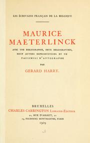 Cover of: Maurice Maeterlinck. by Gérard Harry