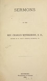 Cover of: Sermons by the Rev. Charles Minnigerode by Charles Minnigerode