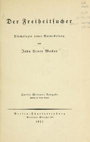 Cover of: Der Freiheitssucher by John Henry Mackay