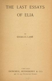 Cover of: The last essays of Elia. by Charles Lamb