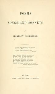 Cover of: Poems, songs and sonnets. by Hartley Coleridge