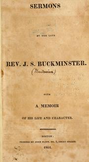 Cover of: Sermons by the late Rev. J. S. Buckminster.