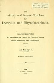 Cover of: mittlere und ©Þussere Ohrsph©Þre der Lacertilia und Rhynchocephalia.