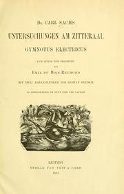 Cover of: Untersuchungen am Zitteraal by Karl Sachs