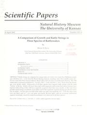 Cover of: A comparison of growth and rattle strings in three species of rattlesnakes