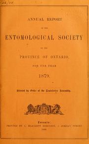 Cover of: Annual report - Entomological Society of Ontario