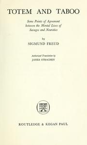 Cover of: Totem and taboo by Sigmund Freud