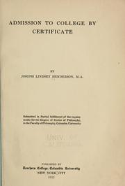 Admission to college by certificate by Joseph Lindsey Henderson