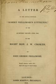 Cover of: A letter on the article entitled "Robert Phillimore's Lyttleton," by John George Phillimore