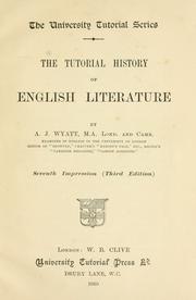 Cover of: tutorial history of English literature