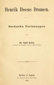 Cover of: Henrik Ibsens dramen by Reich, Emil