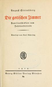 Cover of: Die gotischen Zimmer by August Strindberg