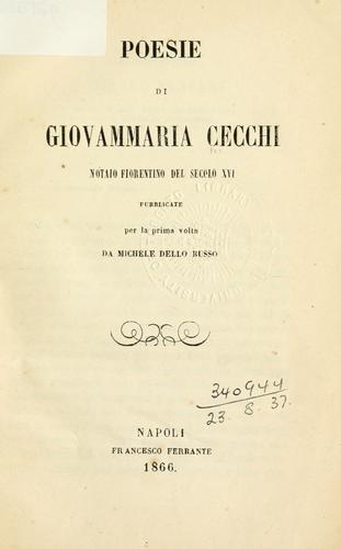 Poesie by Giovanni Maria Cecchi