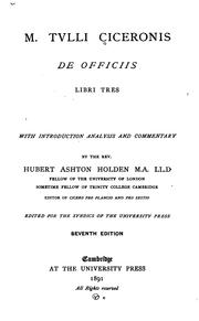 Cover of: M. Tvlli Ciceronis de officiis, libri tres by Cicero