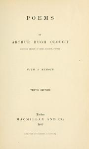 Cover of: Poems; with a memoir. by Arthur Hugh Clough