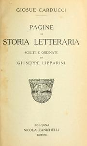 Cover of: Pagine di storia letteraria scelte e ordinate da Giuseppe Lipparini.
