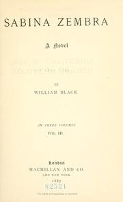 Cover of: Sabina Zembra by William Black