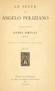 Cover of: Le selve by Poliziano