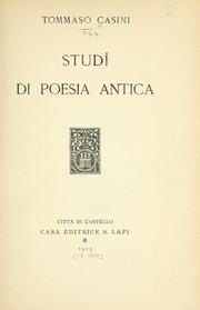Studi di poesia antica by tommaso Casini