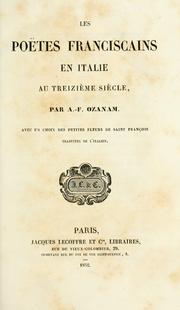 Cover of: Les poëtes franciscains en Italie au treizième siècle by Frédéric Ozanam