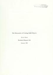 Cover of: The kinematics of cutting solid objects. by Ernest Davis