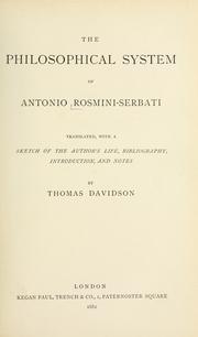 Cover of: philosophical system of Antonio Rosmini-Serbati