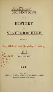 Cover of: Collections for a history of Staffordshire. Volume VII Part1 by Staffordshire Record Society.