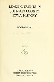 Cover of: Leading events in Johnson County, Iowa, history