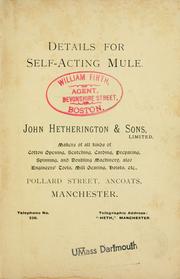 Cover of: Details for self-acting mule.