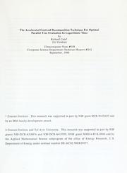 Cover of: accelerated centroid decomposition technique for optimal parallel tree evaluation in logarithmic time | Richard Cole