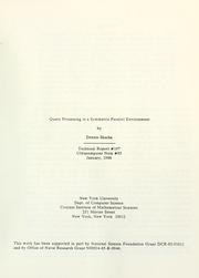 Cover of: Query processing in a symmetric parallel environment.