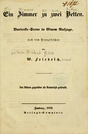 Cover of: Zimmer zu zwei Betten: Burleske-Scene in einem Aufzuge nach dem Französischen