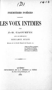 Cover of: Les voix intimes