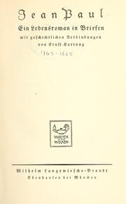 Cover of: Jean Paul, ein Lebensroman in Briefen by Jean Paul