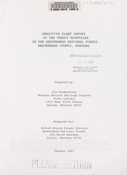 Cover of: Sensitive plant survey of the Tendoy Mountains, in the Beaverhead National Forest, Beaverhead County, Montana