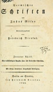 Cover of: Vermischte Schriften. by Justus Möser