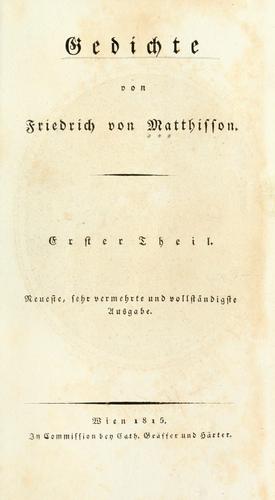 Sämtliche Werke by Friedrich von Matthisson