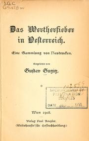 Cover of: Das Wertherfieber in Oesterreich: eine Sammlung von Neudrucken