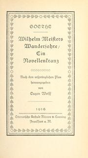 Cover of: Wilhelm Meisters Wanderjahre by Johann Wolfgang von Goethe