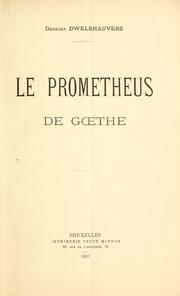 Cover of: Le Prometheus de Goethe.